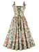 Multicolor 1950er Schnürung Blumen Kleid