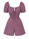 Schwarz 1950er Himbeere Puffärmel Romper