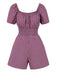 Schwarz 1950er Himbeere Puffärmel Romper