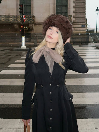 1950er Solide Stehkragen Mantel mit Knöpfen