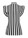 2PCS Schwarz 1930er Streifen Krawattenkragen Rüschenärmel Bluse & Hose