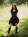 2PCS 1970er Steampunk Spitze Korsett & High-Low Rock