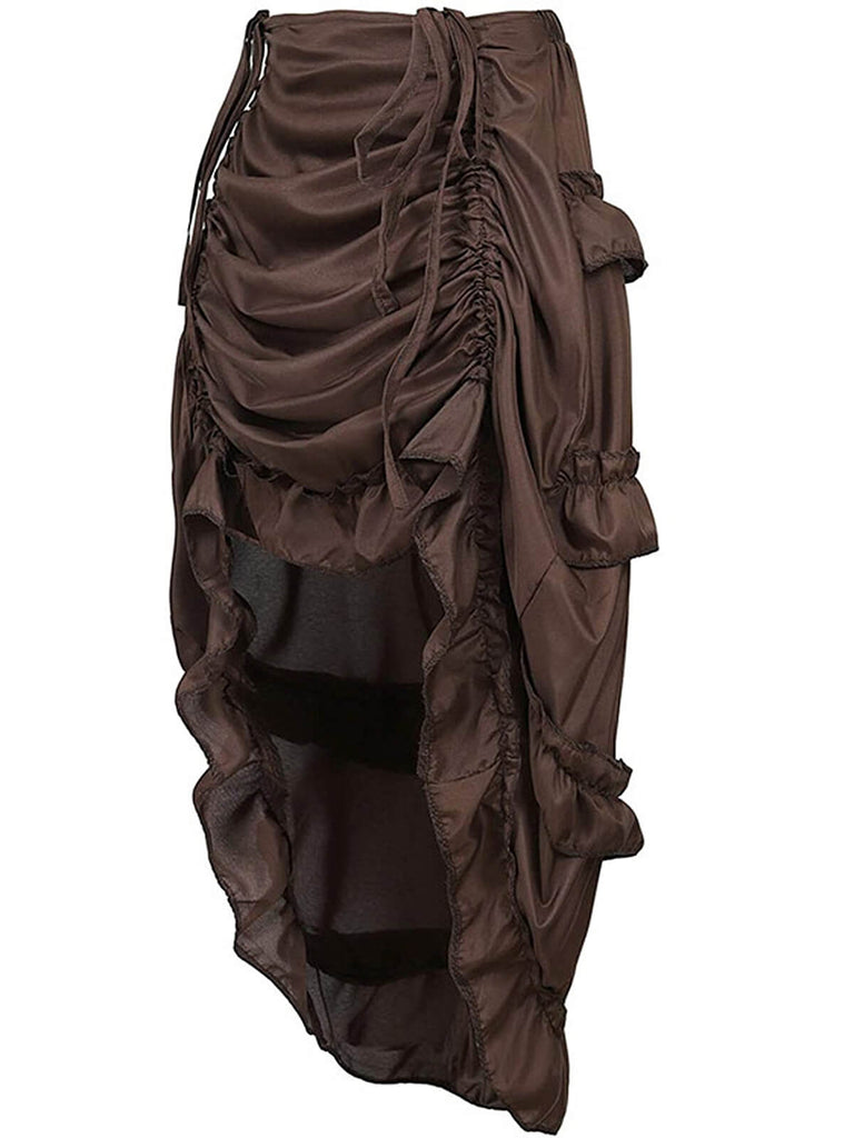 1970er Gothic Steampunk Wrinkle High Low Hem Skirt