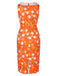 Orange 1930er Tie Neck Floral Sleeveless Kleid