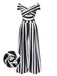 Schwarz Beetlejuice Kostüm 1960er Schulterfrei Stripes Jumpsuit