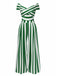 [Vorverkauf] Grün 1960er Schulterfrei Streifen Jumpsuit