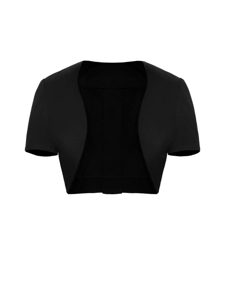 Schwarz 1950er Solid Bow Short Jacket