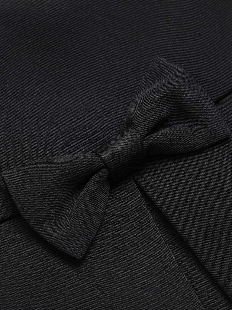 Schwarz 1950er Solid Bow Short Jacket