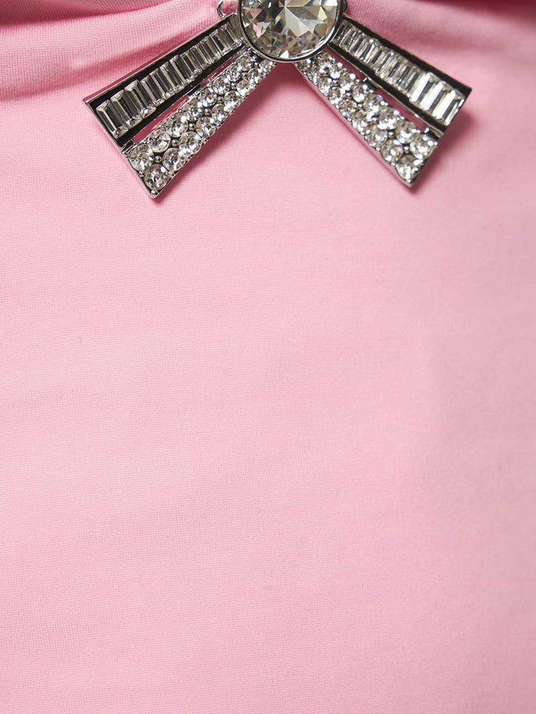 1970er Solid Spaghetti Träger Rhinestones Dress