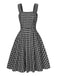 Dunkelgrau 1950er Träger Plaids Ärmellos Kleid