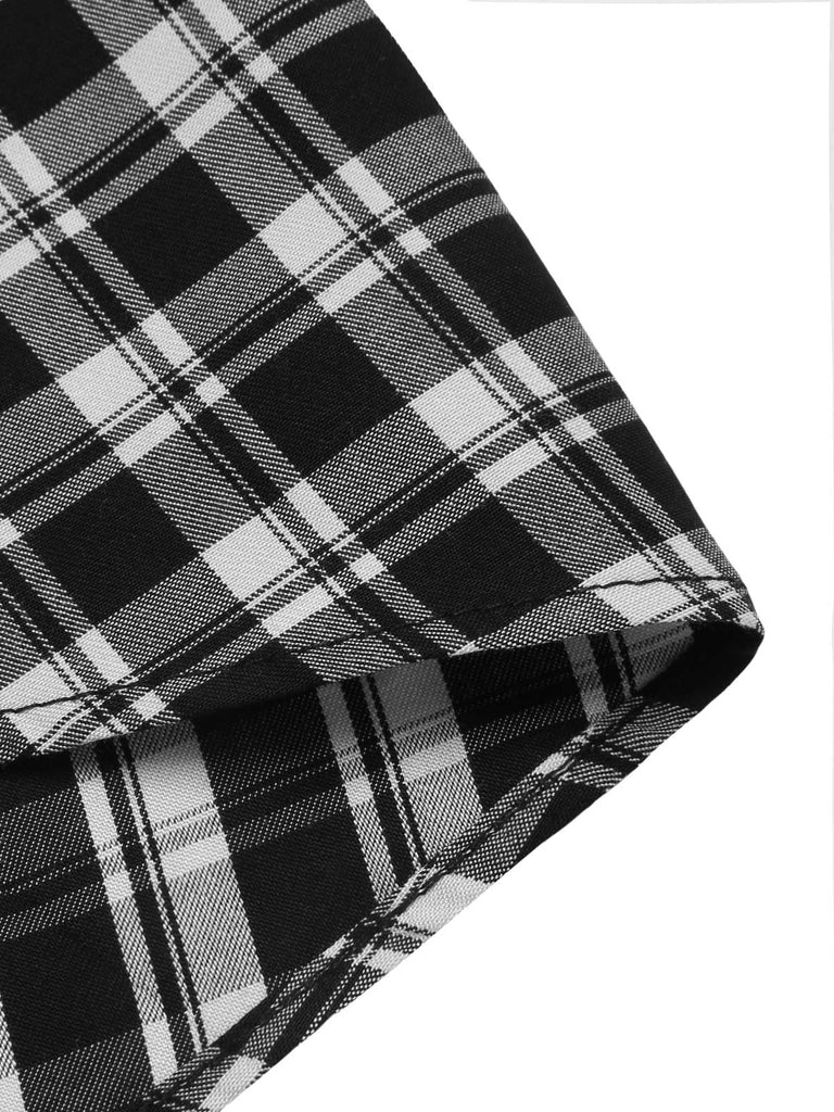 Dunkelgrau 1950er Träger Plaids Ärmellos Kleid