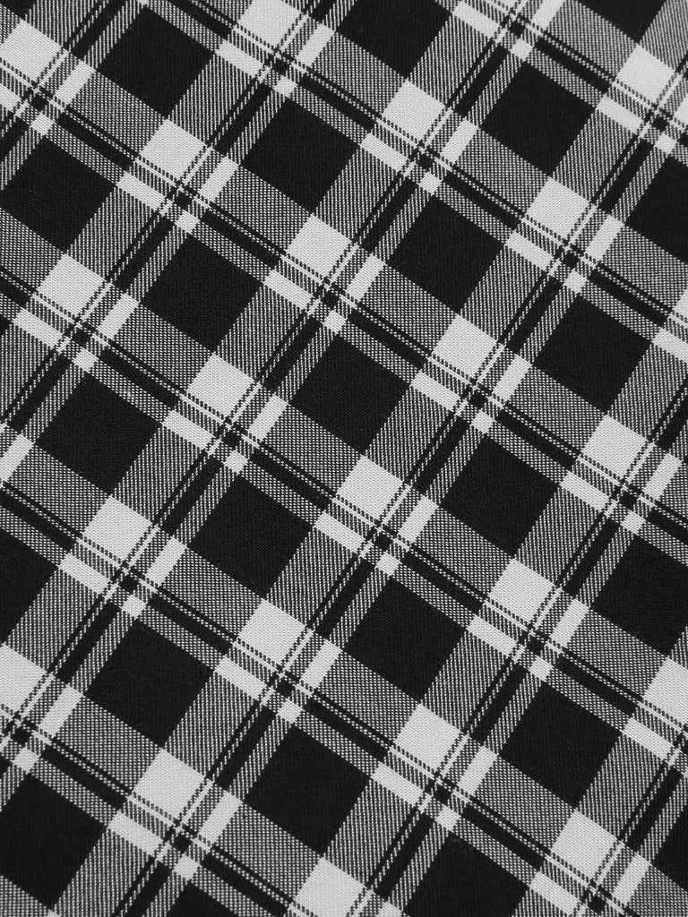 Dunkelgrau 1950er Träger Plaids Ärmellos Kleid