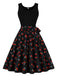 [Größentabelle] Schwarz 1950er Red Kirsche Patchwork Swing Kleid
