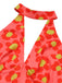 [Vorverkauf] Orange 1960er Blumen Rückenfrei Jumpsuit