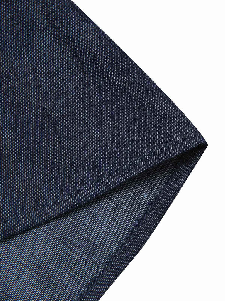 [Vorverkauf] 2PCS Blau 1940er Solide Revers Bluse & Gürtel Rock