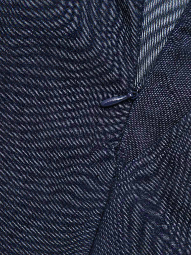 [Vorverkauf] 2PCS Blau 1940er Solide Revers Bluse & Gürtel Rock