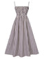Schwarz 1950er Streifen Wrinkles Spaghetti Träger Dress