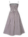 Schwarz 1950er Streifen Wrinkles Spaghetti Träger Dress