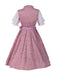 2PCS Rosa 1950 Oktoberfest Besticktes Puffärmel Kleid Set