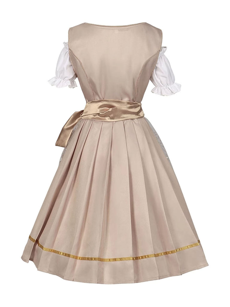 Sekt 1950er Puffärmel Top & Blumen Bogen Kleid