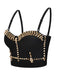 Schwarz 1980er Gothic Halloween Punk Nieten Leibchen