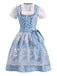 Blau 1950er Oktoberfest Spitze Patchwork Kleid Set