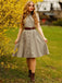 Braun 1940er Kleines Fensterkaro Plaid Kleid