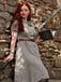 Braun 1940er Kleines Fensterkaro Plaid Kleid