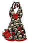 [Vorverkauf] Schwarz 1960er Halloween Totenkopf Gerüschter Saum Romper