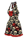 [Vorverkauf] Schwarz 1960er Halloween Totenkopf Gerüschter Saum Romper