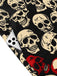 [Vorverkauf] Schwarz 1960er Halloween Totenkopf Gerüschter Saum Romper