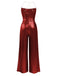 Disco outfit Metallic Gold 1980er Wasserfallkragen Spaghetti Träger Jumpsuit