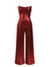 Disco outfit Metallic Gold 1980er Wasserfallkragen Spaghetti Träger Jumpsuit