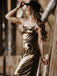 Disco outfit Metallic Gold 1980er Wasserfallkragen Spaghetti Träger Jumpsuit
