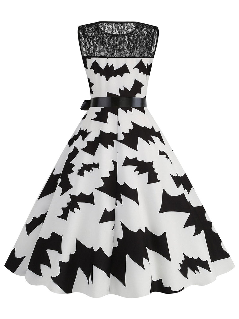 1950er Halloween Spitze Patchwork Sleeveless Kleid