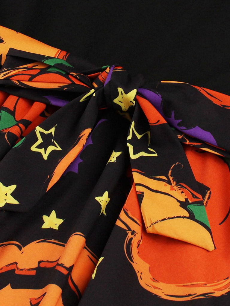 1950er Halloween Patchwork Gürtel Swing Kleid