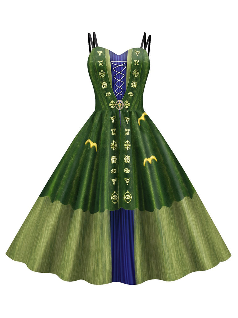 Grün 1950er Halloween Hocus Pocus Winifred Sanderson Doppelträger Kleid