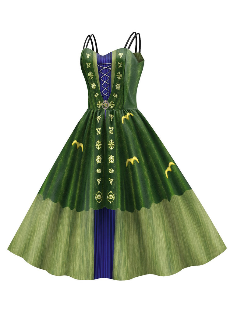Grün 1950er Halloween Hocus Pocus Winifred Sanderson Doppelträger Kleid