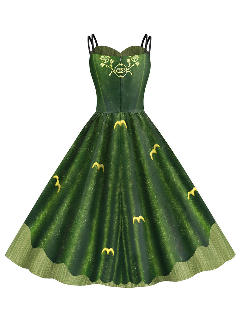 Grün 1950er Halloween Hocus Pocus Winifred Sanderson Doppelträger Kleid
