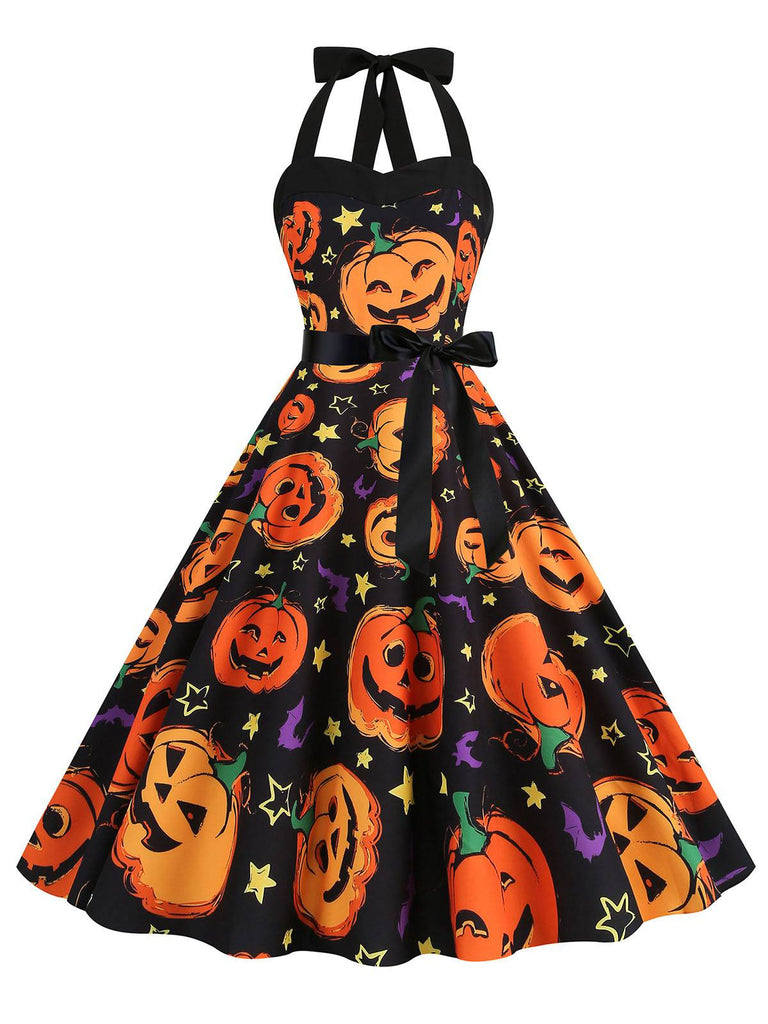 1950er Halloween Kürbisgesicht Halter Kleid