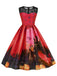 1950er Halloween Spitze Patchwork Ärmelloses Kleid