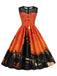 1950er Halloween Spitze Patchwork Ärmelloses Kleid