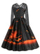 1950er Halloween Spitze-Ärmel Patchwork Kleid