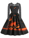 1950er Halloween Spitze-Ärmel Patchwork Kleid