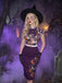 [Vorverkauf] Mehrfarbiges 60er Halloween Bodycon-Kleid mit Augen und Gürtel