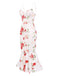 1930er Blumen Plissiertes Rüschensaum Kleid