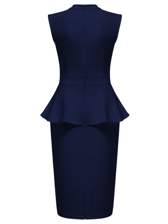 1960er Rundhals Patchwork Wickel Ärmelloses Kleid