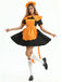 Orange 1950er Halloween Kontrast Kleid mit Schürze