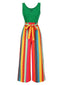 Grün 1950er Streifen Gestrickt Mit Gürtel Jumpsuit