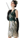 Dunkelgrün 1920er V-Ausschnitt Pailletten Flapper Kleid